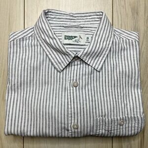 Wellen Button Up Striped Shirt Short sleeve Mens White Size Medium Cotton